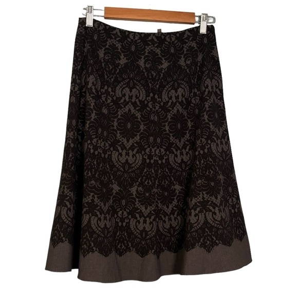 Tahari Women’s Grey Lace Print A Line Knee Length Skirt‎ - Picture 1 of 12